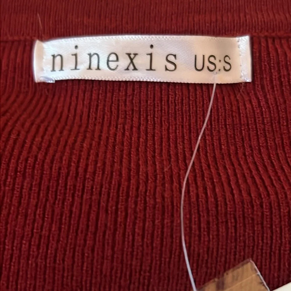 NINEXIS Long Sleeve Button Down Soft Knit Cardigan Sweater Dark Red Size Small - Picture 7 of 8
